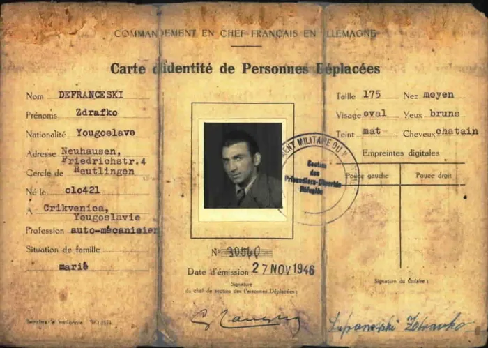 Zdravko's identity card, Neuhausen 1948