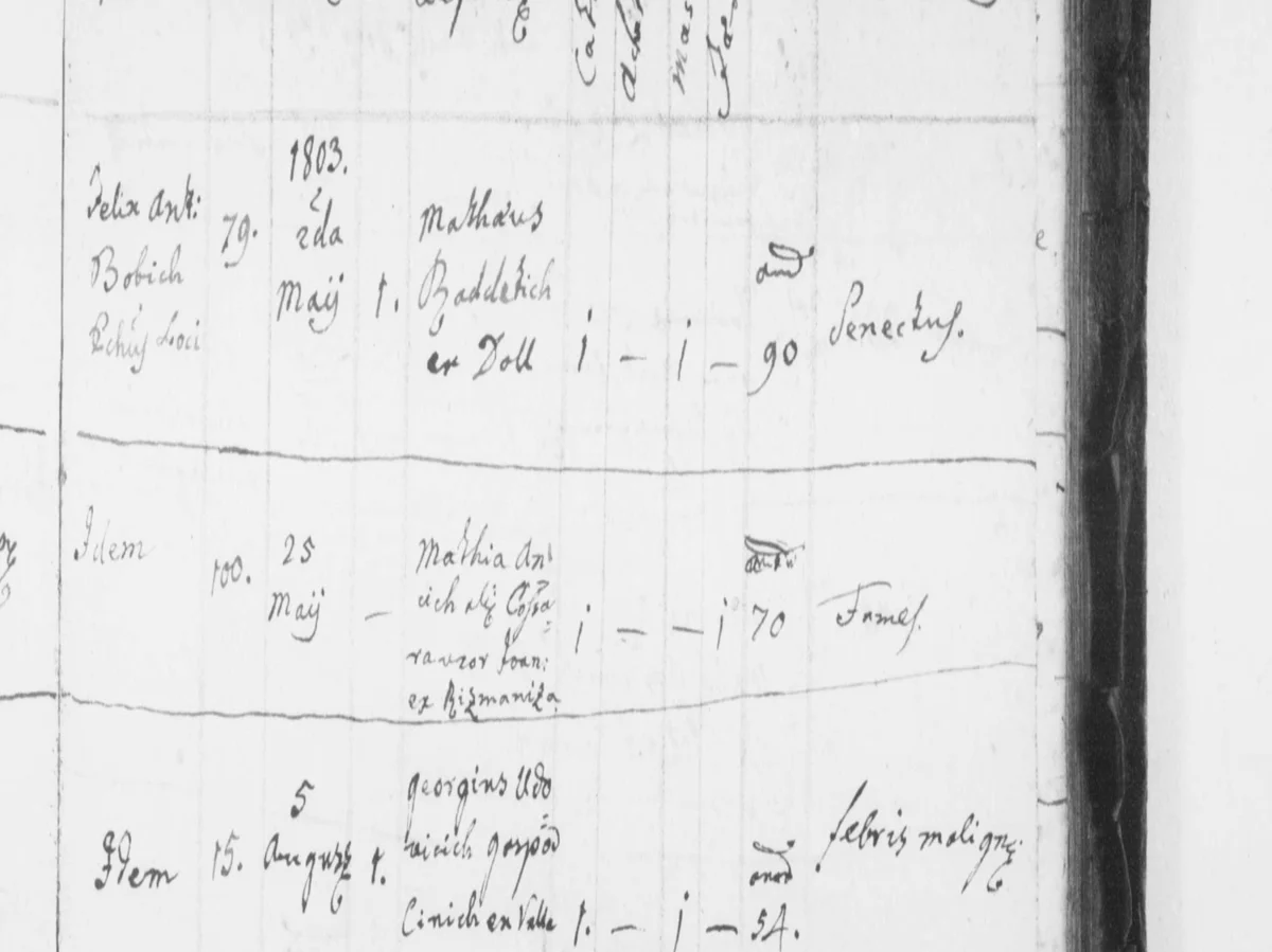 «Fames» — a cause of death the parish wrote down in plain Latin