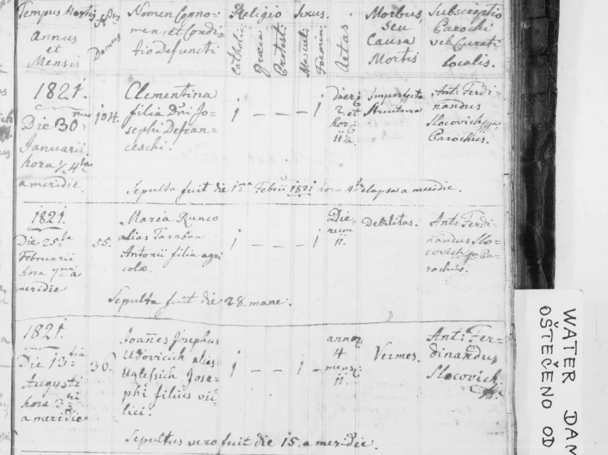 Clementina Defranceschi, two days and eleven hours old — 30 January 1821