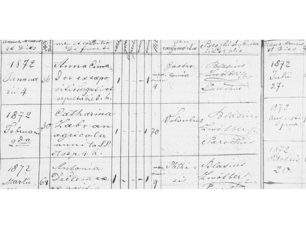 «ex expositis TERGESTI» — the foundlings came from Trieste, and the register says so