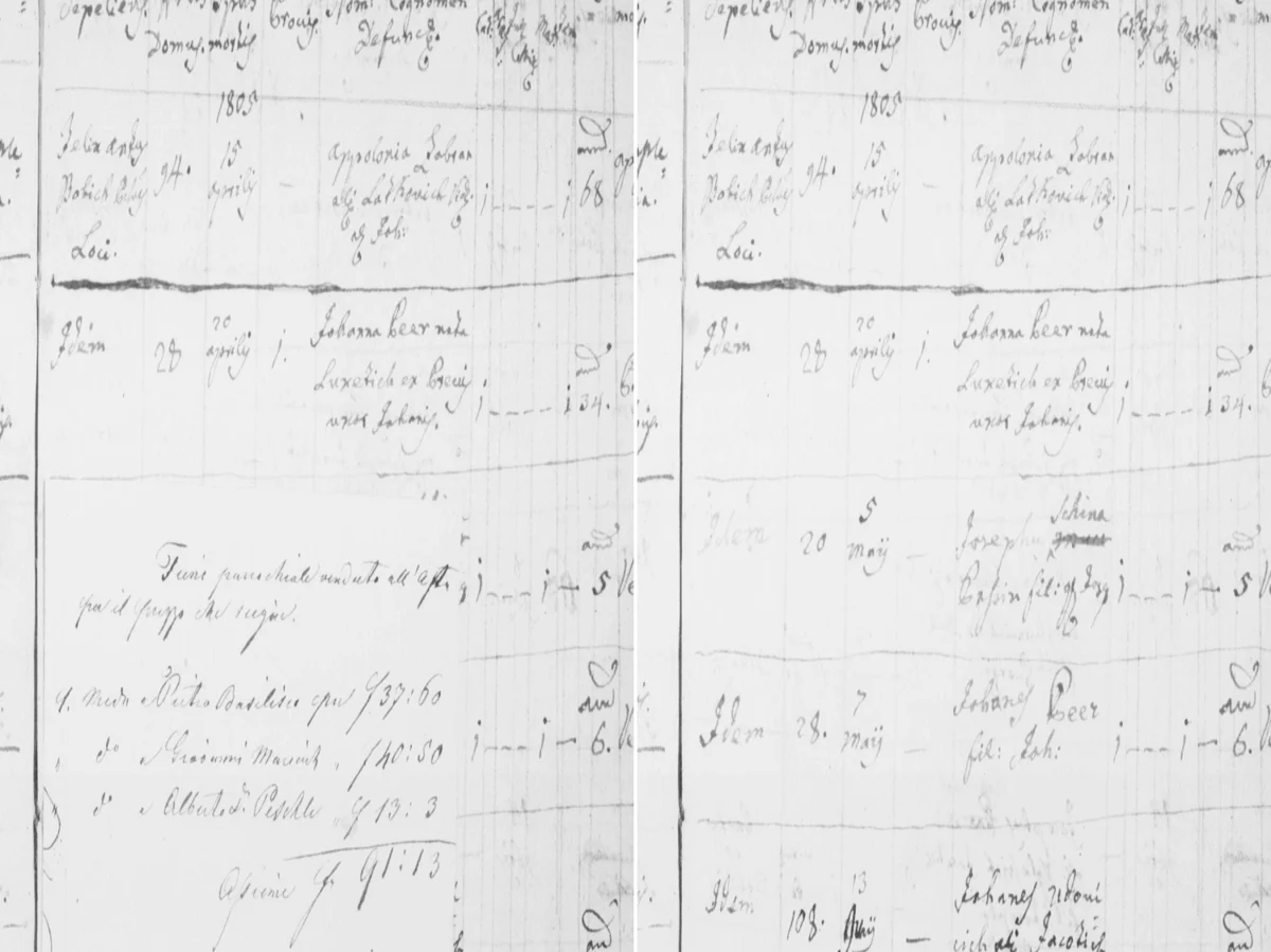 One page, two exposures — and only the second one can be read