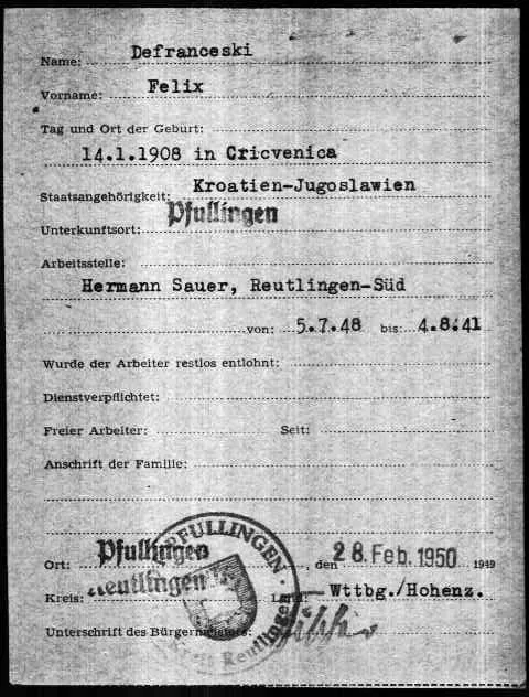 Felix Defranceski — sickness-fund card