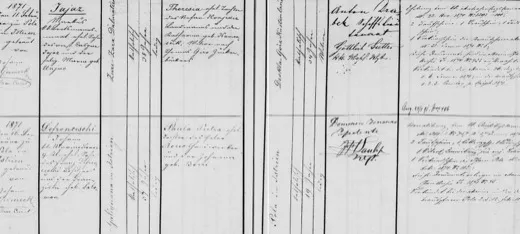 Johann Defranceschi of Galignana, a navy servant, marries Paula Pietra at Pola — his mother Franziska née Salomon — 16 January 1871