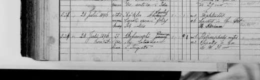 Joanna Defranceschi, an illegitimate child of a Catharina «from Trieste», dies at fifteen months — Pula, 28 July 1896