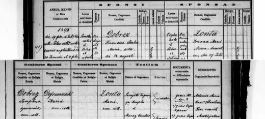 Franciscus Paulus Maria Dobrez, a shoemaker born at Parenzo, marries at Pula — mother «Defranceschi Maria» — 19 February 1898